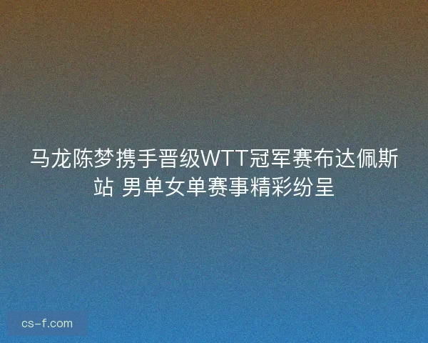 马龙陈梦携手晋级WTT冠军赛布达佩斯站 男单女单赛事精彩纷呈