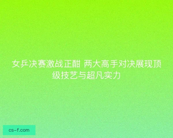 女乒决赛激战正酣 两大高手对决展现顶级技艺与超凡实力