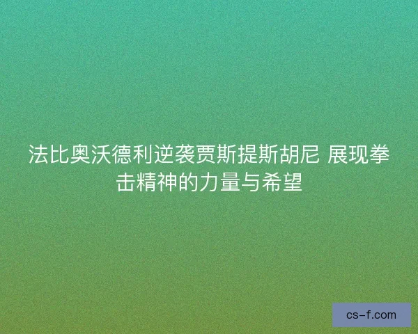 法比奥沃德利逆袭贾斯提斯胡尼 展现拳击精神的力量与希望